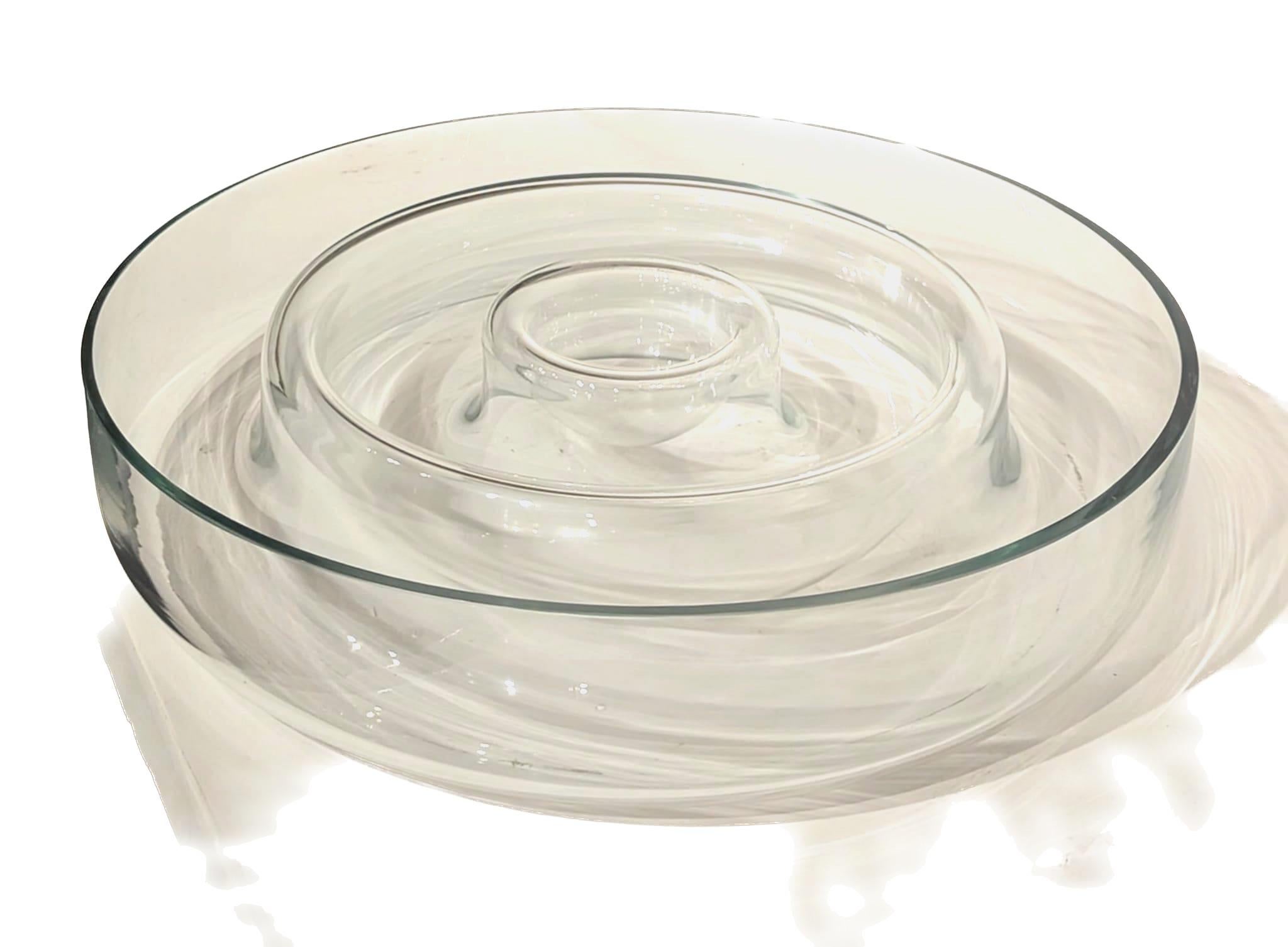 Oggetti Chip & Dip-Snackschale aus geblasenem Glas (Moderne der Mitte des Jahrhunderts) im Angebot