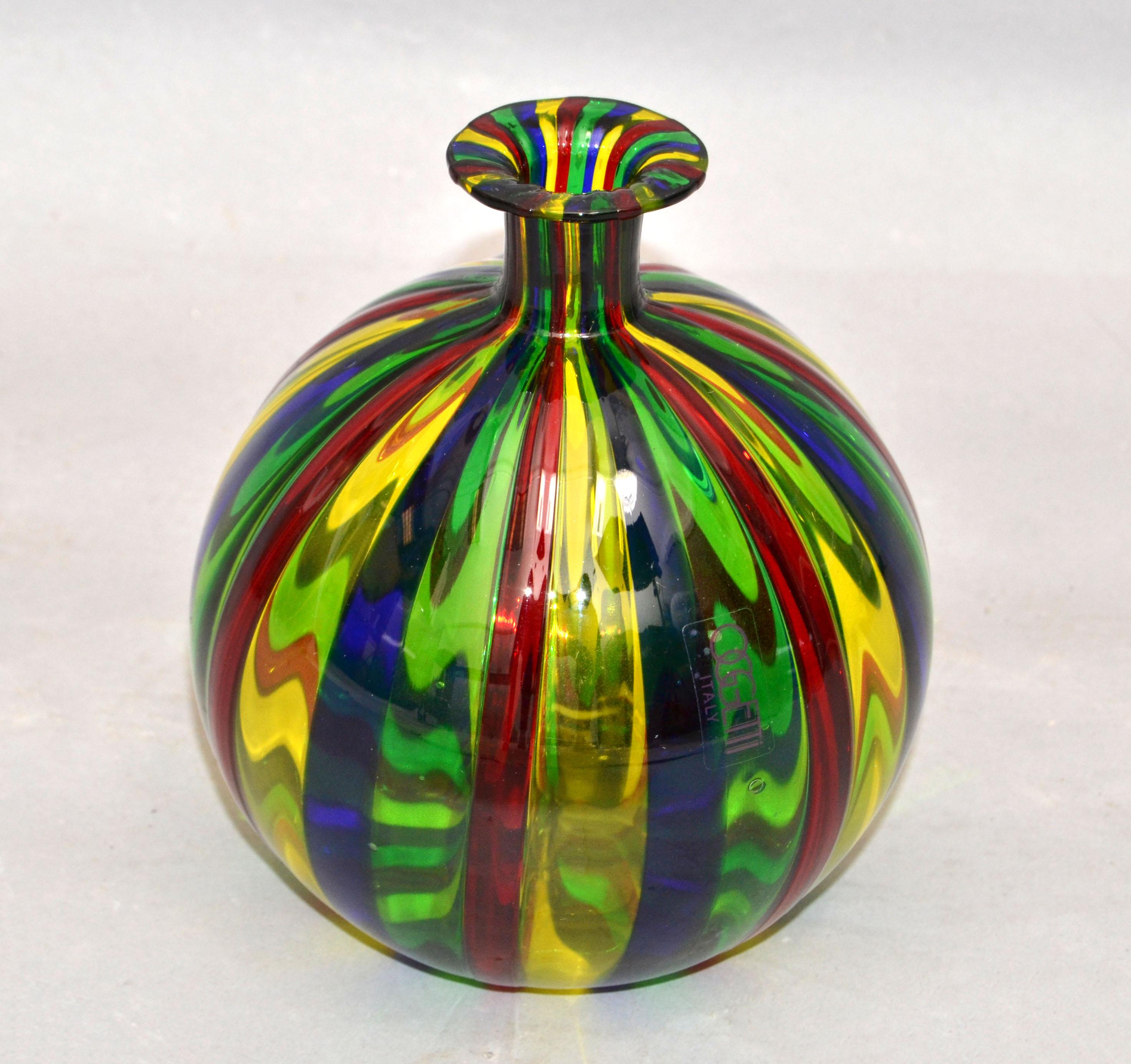 Oggetti Colorful Italian Round Blown Art Glass by Venini Mid-Century Modern For Sale 1