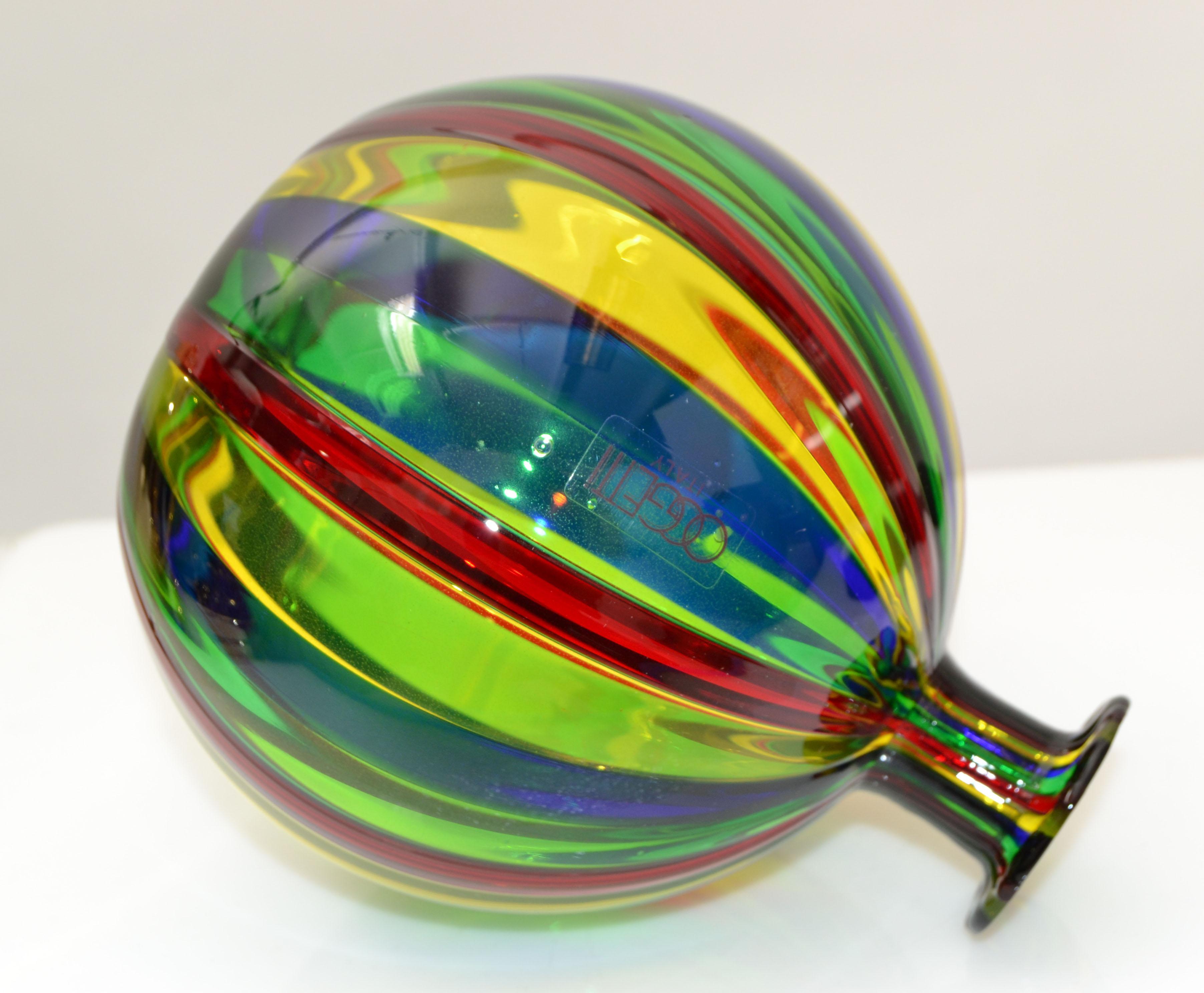 Oggetti Colorful Italian Round Blown Art Glass by Venini Mid-Century Modern For Sale 2