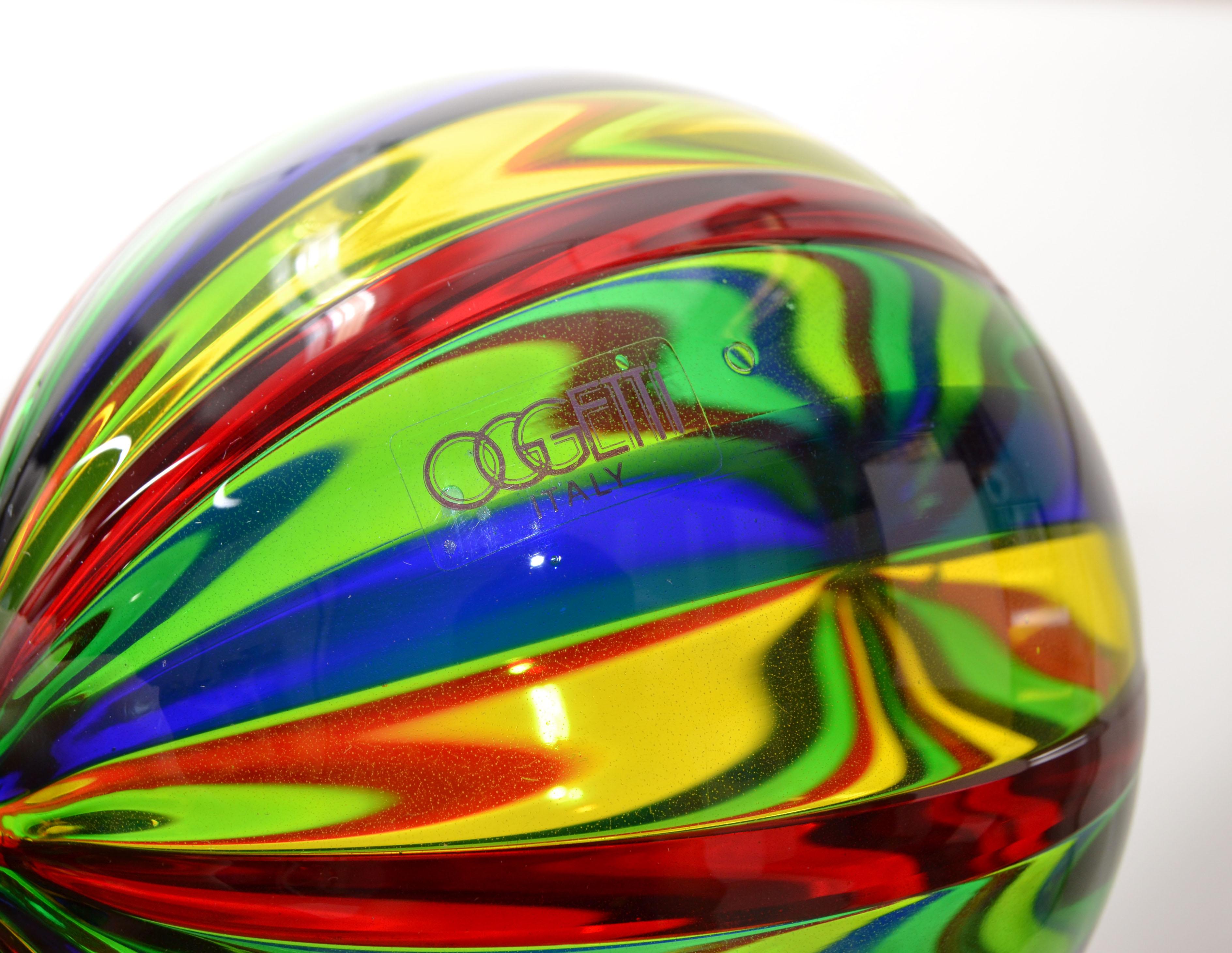 Oggetti Colorful Italian Round Blown Art Glass by Venini Mid-Century Modern For Sale 3