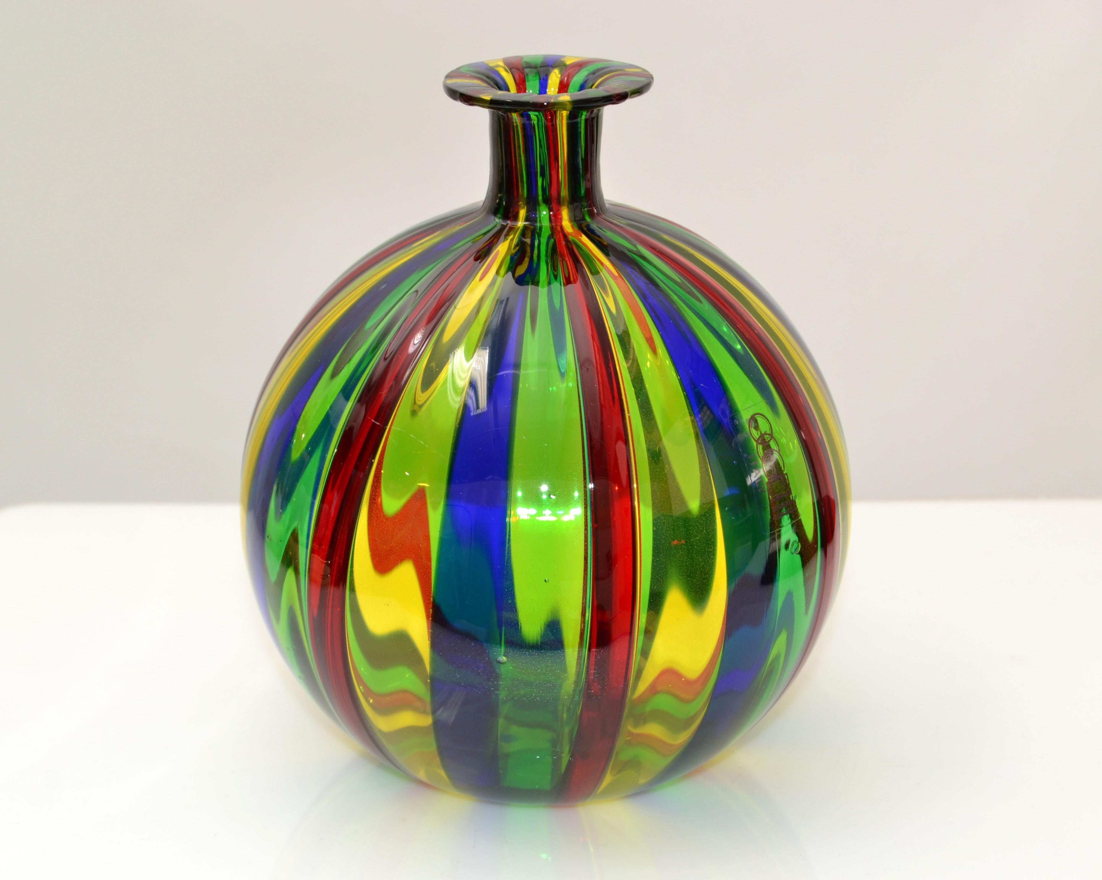 Hand-Crafted Oggetti Colorful Italian Round Blown Art Glass by Venini Mid-Century Modern For Sale