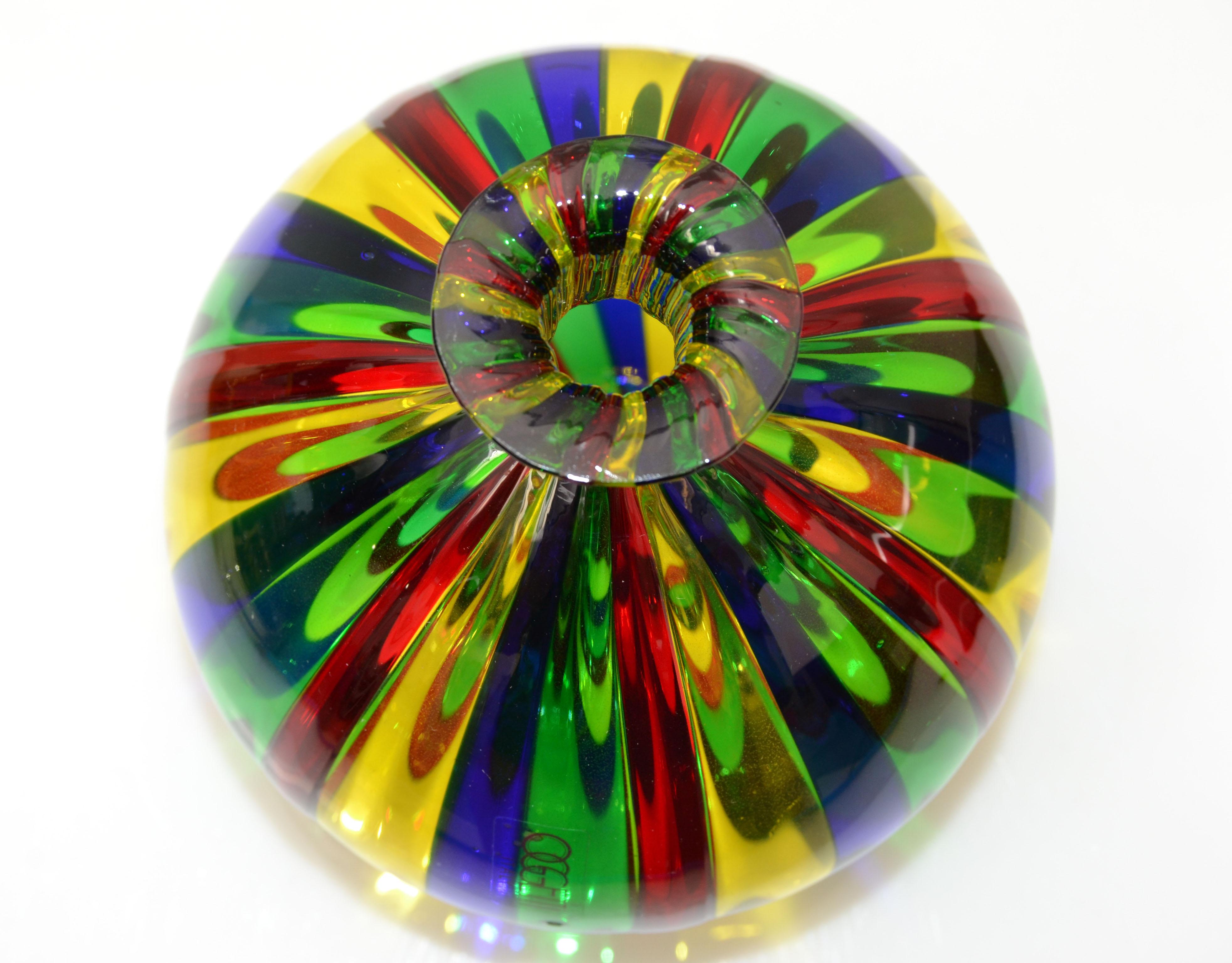 Oggetti Colorful Italian Round Blown Art Glass by Venini Mid-Century Modern In Good Condition For Sale In Miami, FL