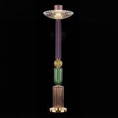 Oggetti D'Arte Crystal Floor Lamp, Totem Design, Amber & Green, Italy