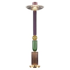 Oggetti D'Arte Crystal Floor Lamp, Totem Design, Amber & Green, Italy