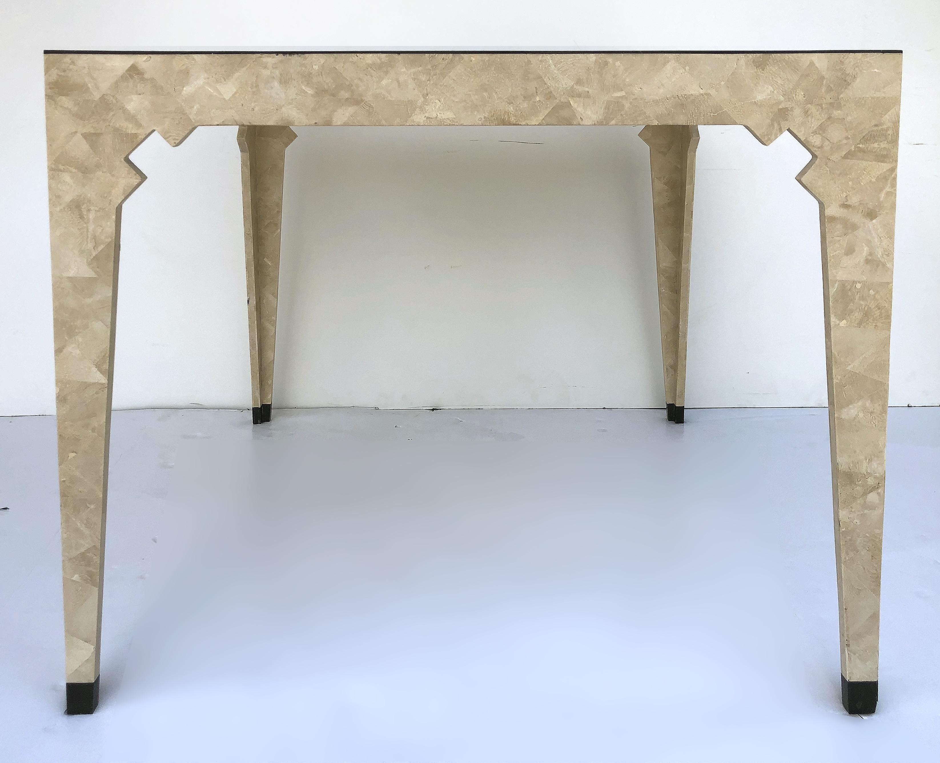 Oggetti Italian Modern Tessellated Stone Game Table In Good Condition In Miami, FL