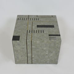 Oggetti Modernist Tessellated Stone "Mondrian" Geometric Cube End Side Table