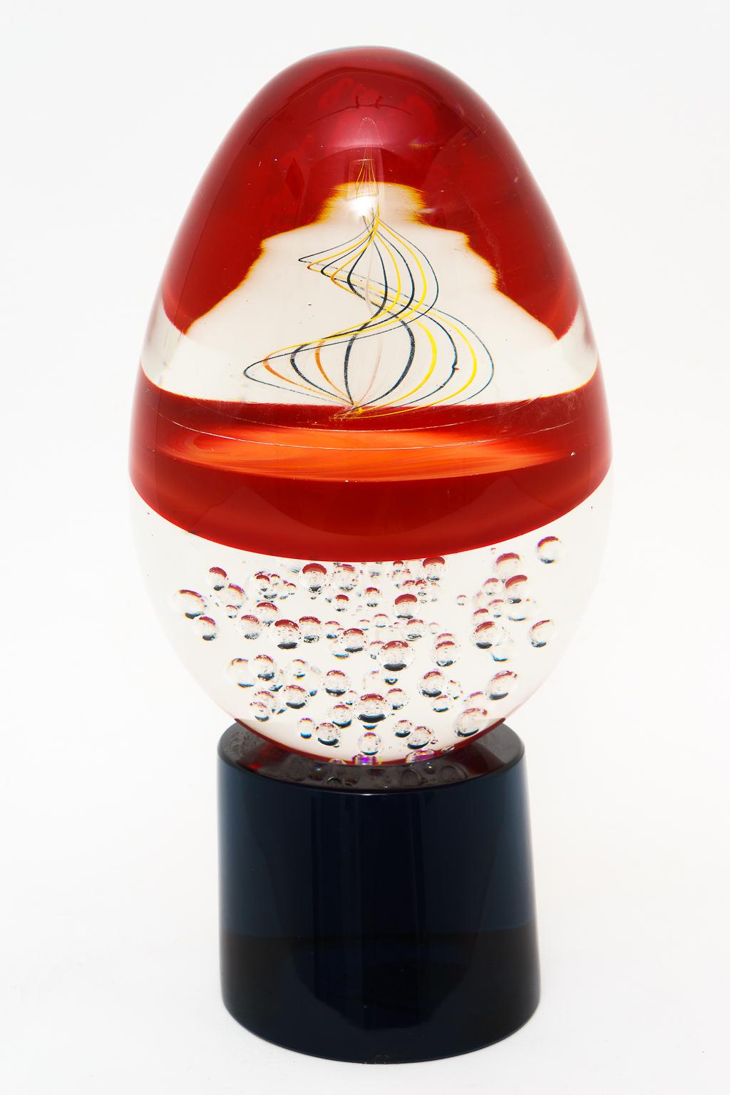 Modern Oggetti Murano Egg Form Sculpture by Artisans Elio Raffaeli & Roberto Cammozzo