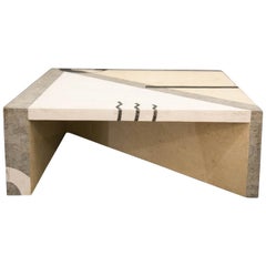 Oggetti Tavola Marble and Metal Inlay Coffee Table