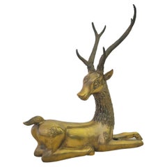 Oggetto Sculture di animali Cervo Ottone Hollywood Regency Anni '60