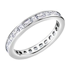 OGI Platinum Baguette Diamond Alternating Princess Cut Diamond Eternity Ring