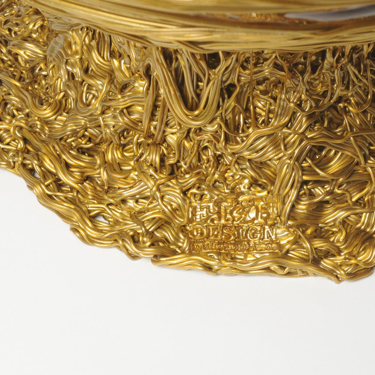 Ogiva M Resin Basket in Clear and Gold by Gaetano Pesce In New Condition For Sale In barasso, IT