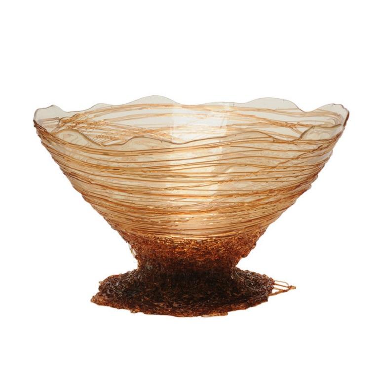 Ogiva Medium Resin Basket in Clear and Amber by Gaetano Pesce