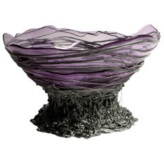Ogiva Medium Resin Basket in Clear Lilac and Silver by Gaetano Pesce