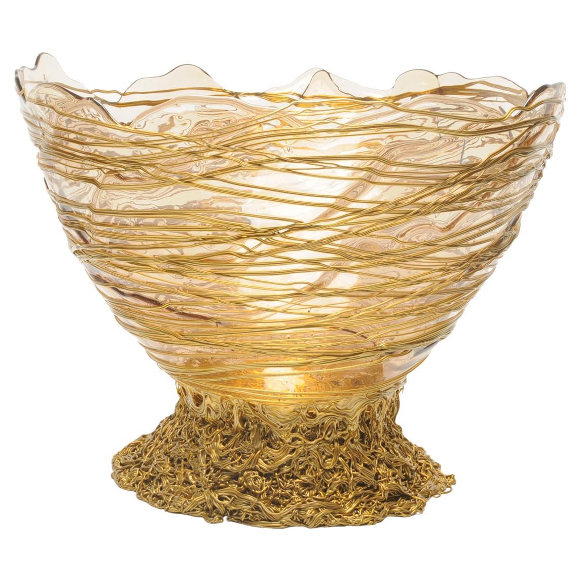 Ogiva XL Resin Basket in Clear and Gold by Gaetano Pesce