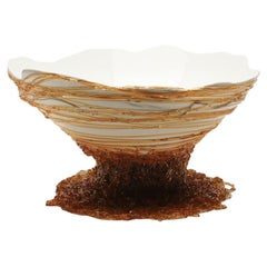 Ogiva XL Resin Basket in Matt White and Clear Amber by Gaetano Pesce