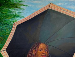 Ajoke - 21st Century Contemporary Figurative Portrait of Modern Woman, Umbrella