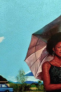 Resilienz - 21. Jahrhundert Zeitgenössisches figuratives Porträt, Frau gegen Natur