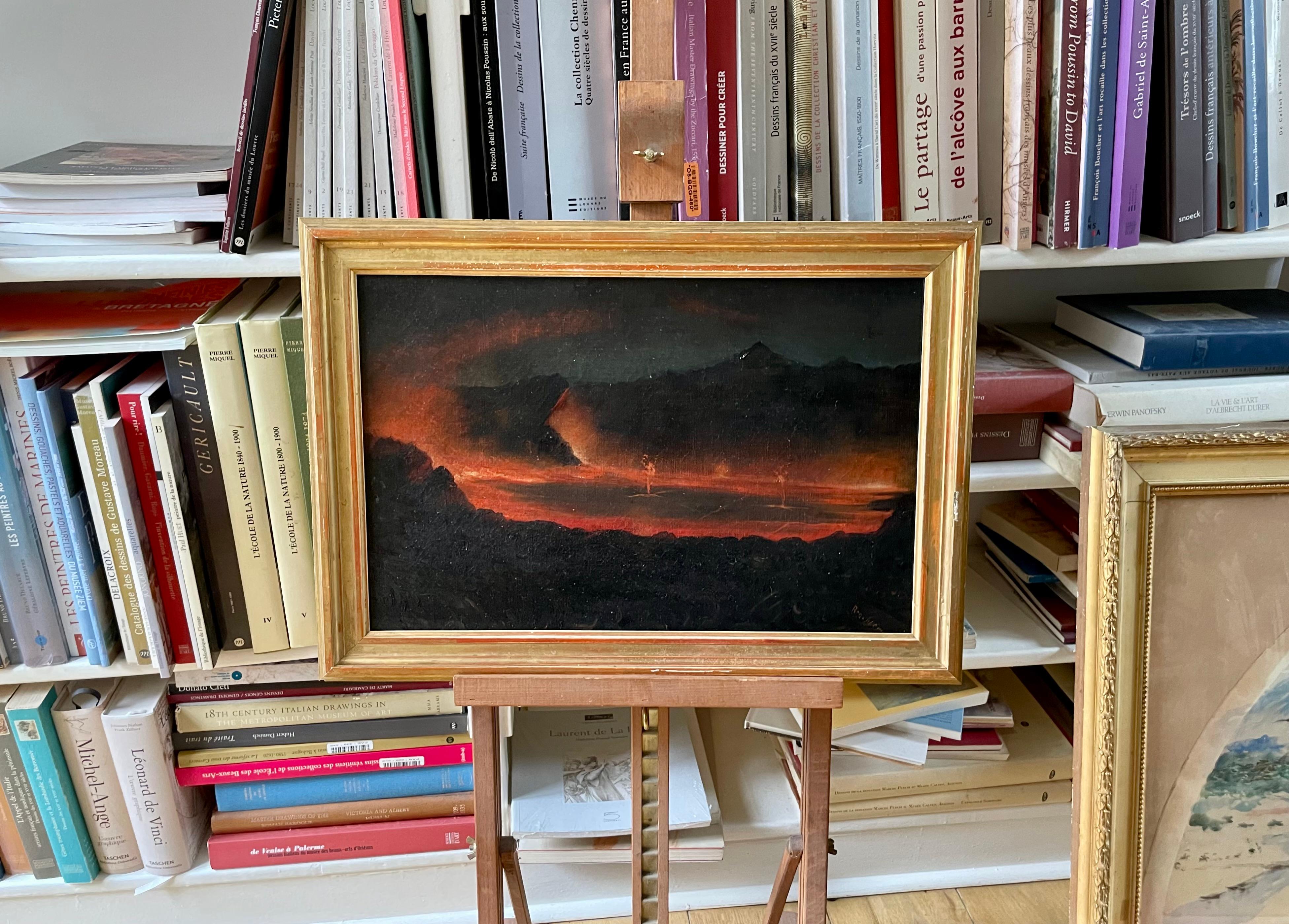 View of the Mauna Loa crater, Hawai - American Impressionist Painting by Ogura Yonesuke Itoh
