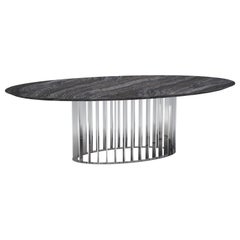 Oh Table Dining Table in lacquered wood or marble top and stainless steel 