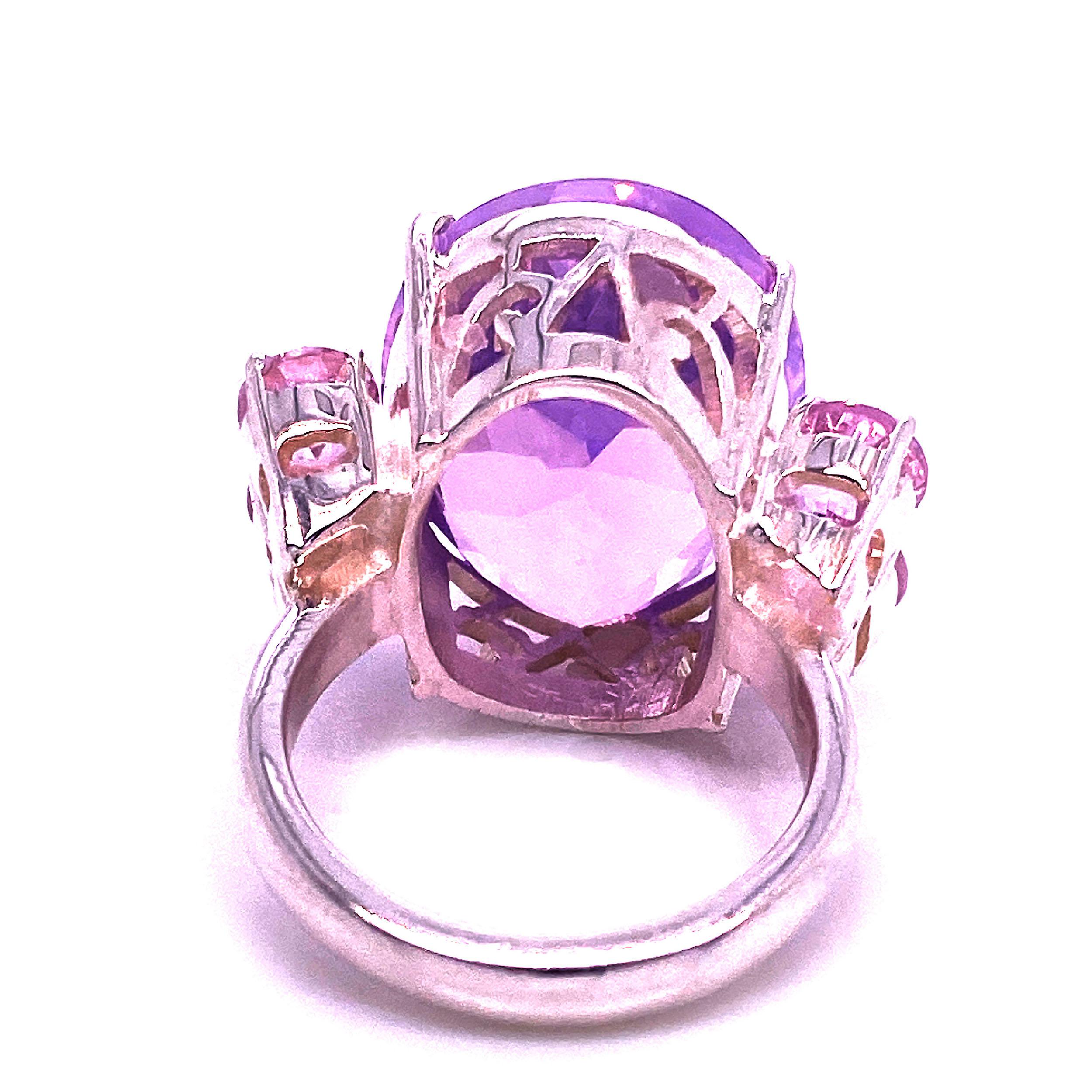 Oval Cut 23 Carat Gemjunky Lavender Quartz Cocktail Ring