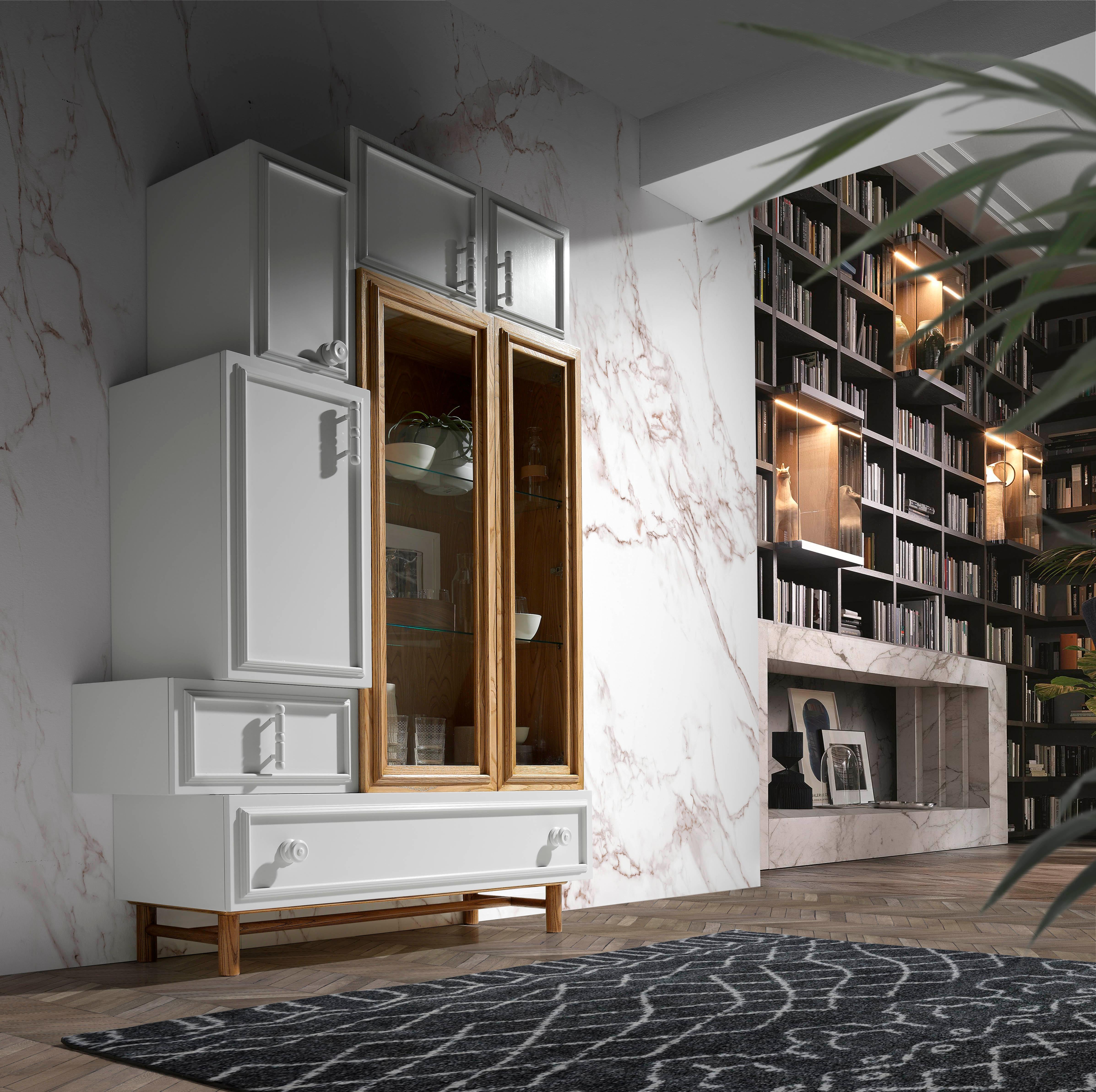 Oh Lola Cabinet by Lola Glamour
Dimensions: D 45 x W 130 x H 200 cm
Materials: Wood.

Modular boxes assembled together with flat finishes, without patina or aged. We play with the volume of the pieces to design a modern, open, demanding, and
