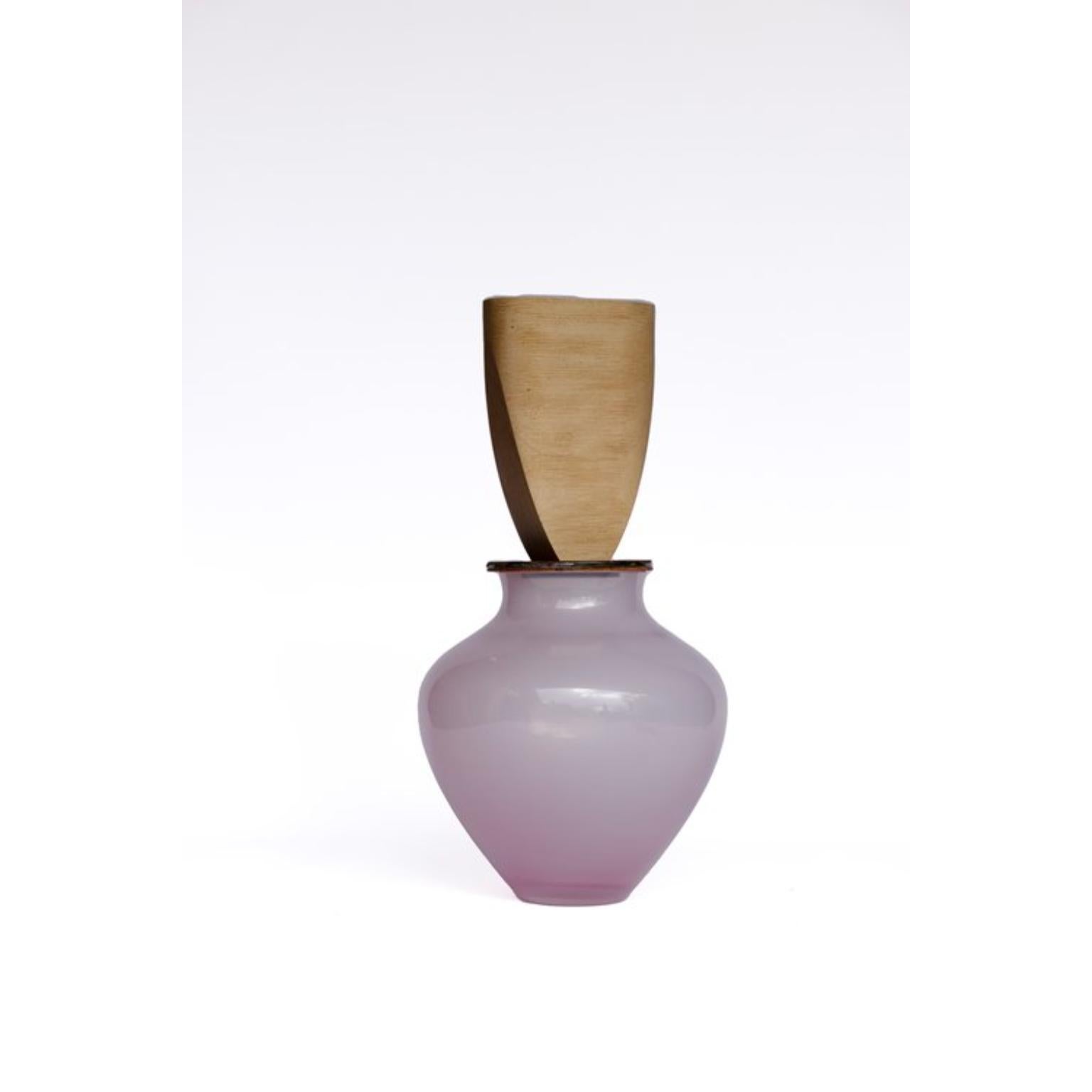 Ohana Stacking Petal & Tall Triangle Vessel by Pia Wüstenberg
Unique Piece. Handmade In Europe.
Dimensions: Ø 19 x H 34 cm.
Materials: Handblown glass, ceramic and wood.

Available in different color options. Dimensions are approximate, due to the