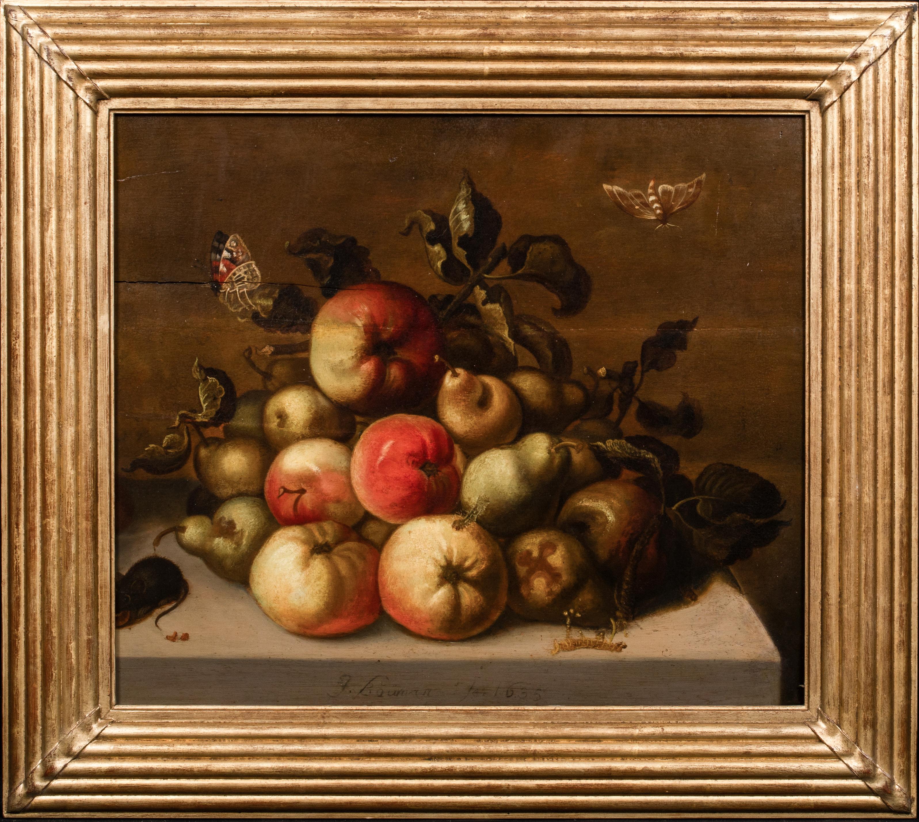 Study of Apples, Pears, Caterpillar, Butterflies and Mice - by Johannes BOUMAN - Painting by Ohannes Bouman