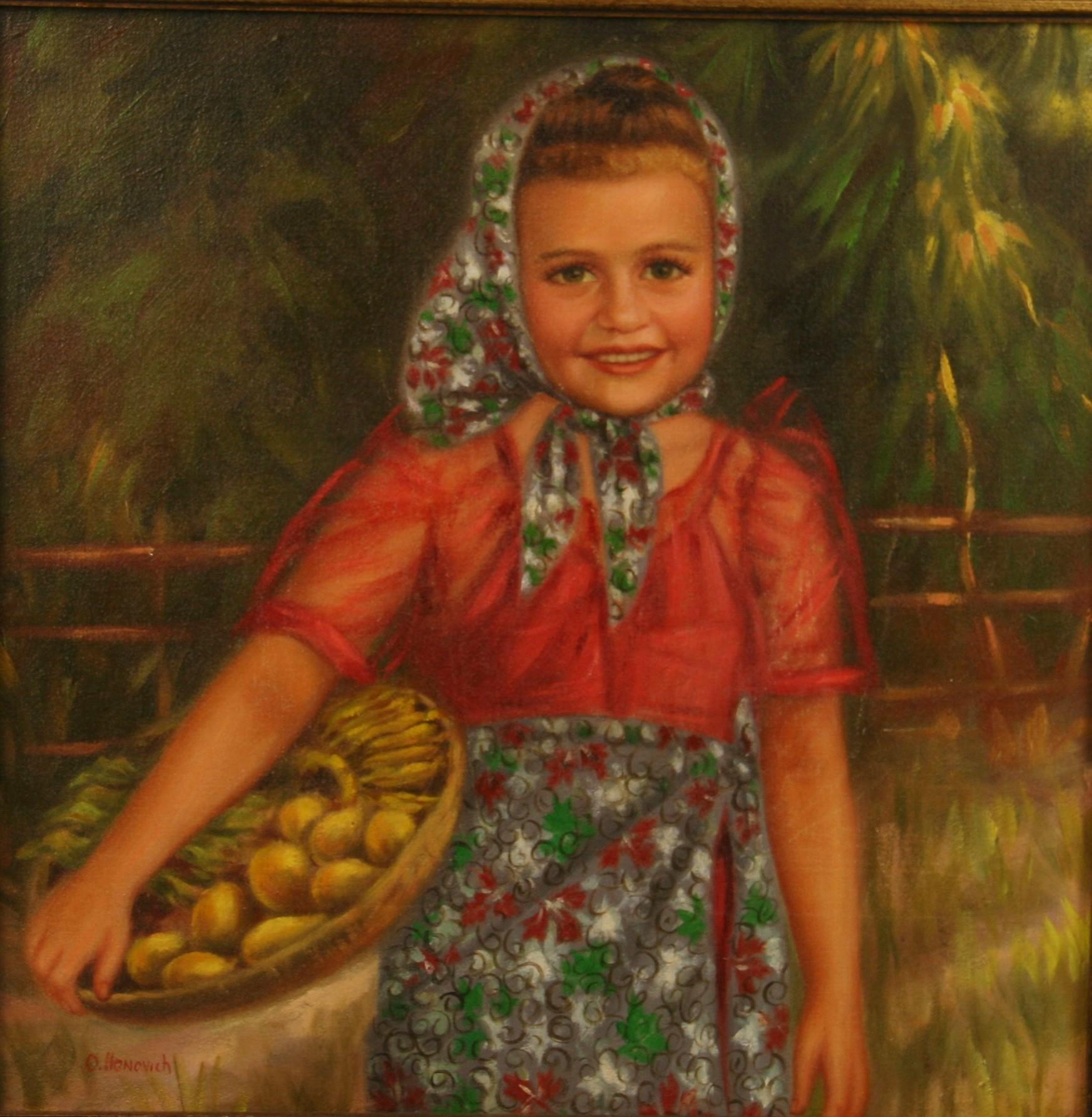 Antique French  Pintura al óleo figurativa femenina 