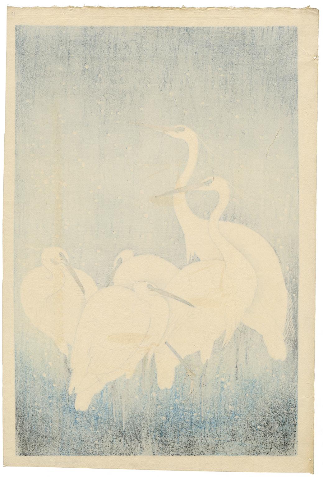 Egrets on a Snowy Night - Print by Ohara Koson