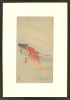 Ohara Koson (1877-1945) – Gerahmter japanischer Holzschnitt, Teppichfisch