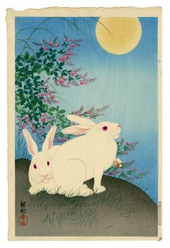 Vintage Rabbits and the Moon