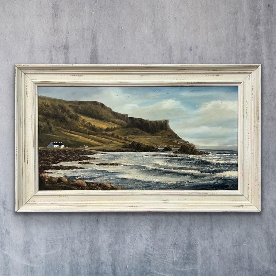 Atlantic Ocean Shoreline Meereslandschaft Gemälde der Küste des Atlantiks in Nordirland, Causeway Coast (Realismus), Painting, von O'Hara