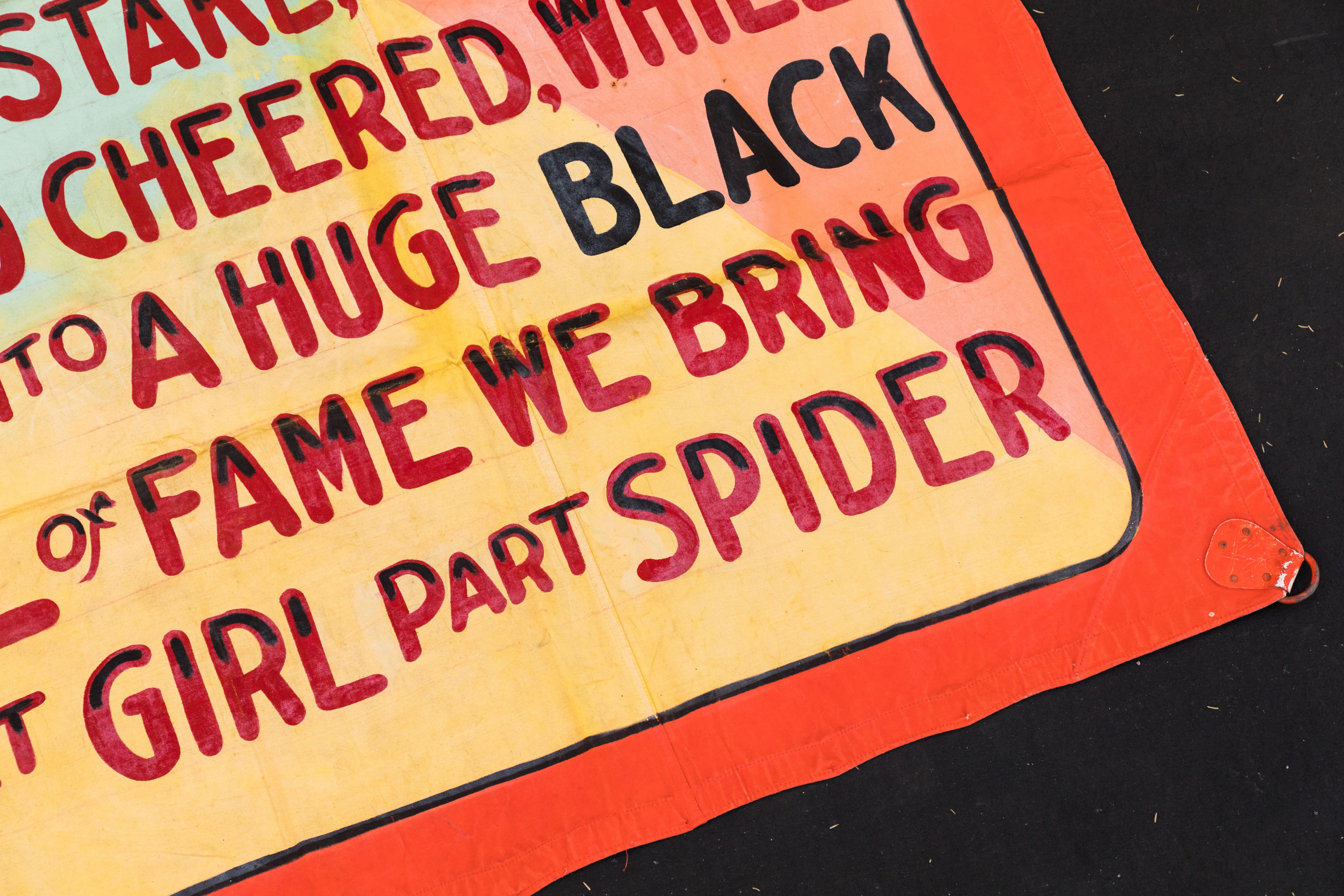 Folk Art O'Henry Fred Johnson Salem Witch Trials Sideshow Spider Girl Banner For Sale