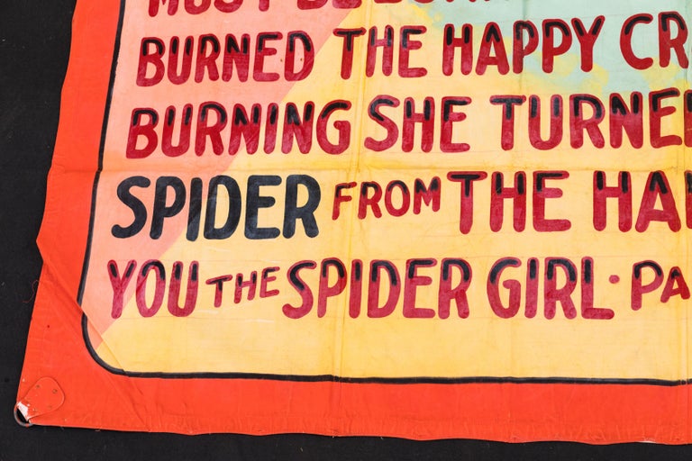 O'Henry Fred Johnson Salem Witch Trials Sideshow Spider Girl Banner In Good Condition For Sale In Santa Monica, CA