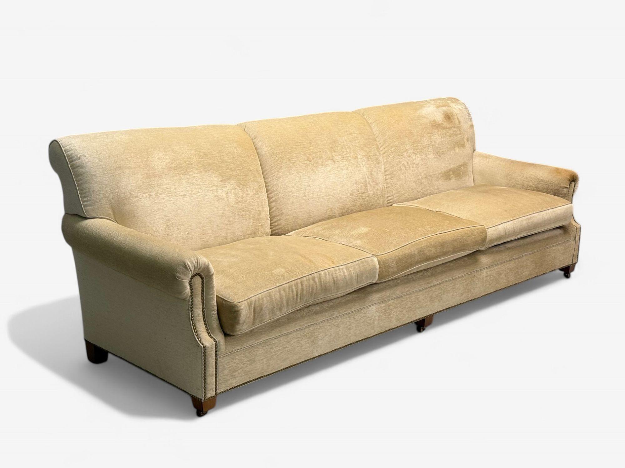 American O’Henry House, Large Traditional Sofa and Ottoman, Velvet, USA, 2000s