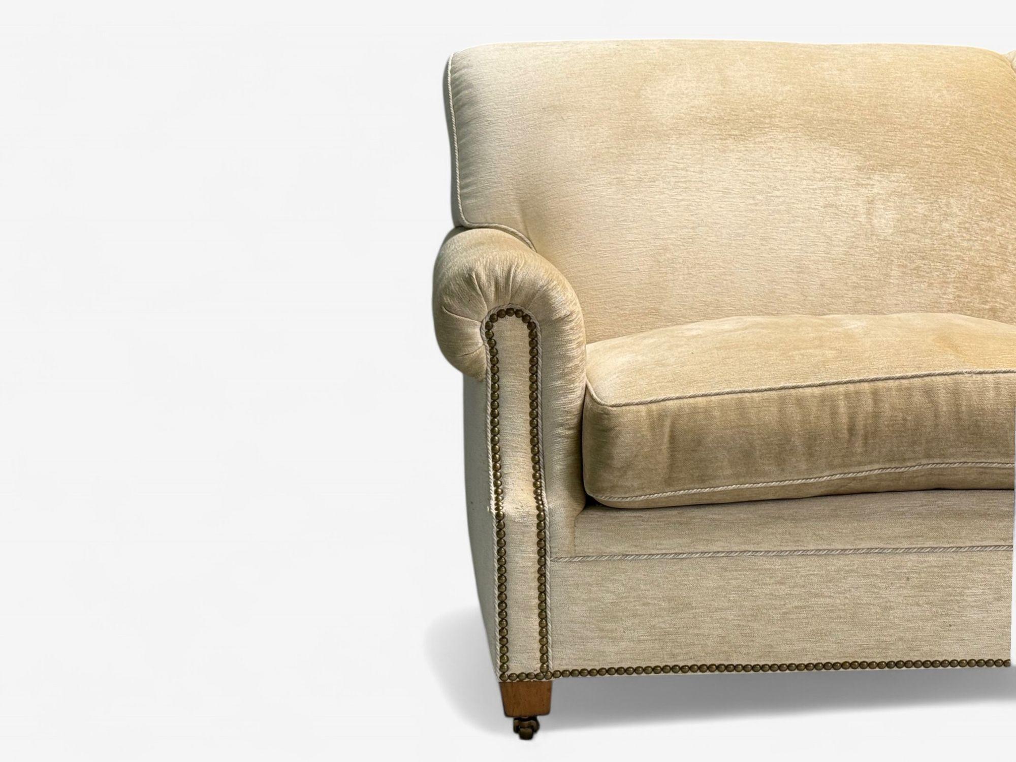 O’Henry House, Large Traditional Sofa and Ottoman, Velvet, USA, 2000s 1