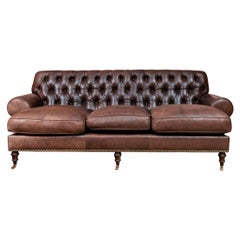 O'Henry House Ltd. Tufted Brown Leather Three Seat Sofa