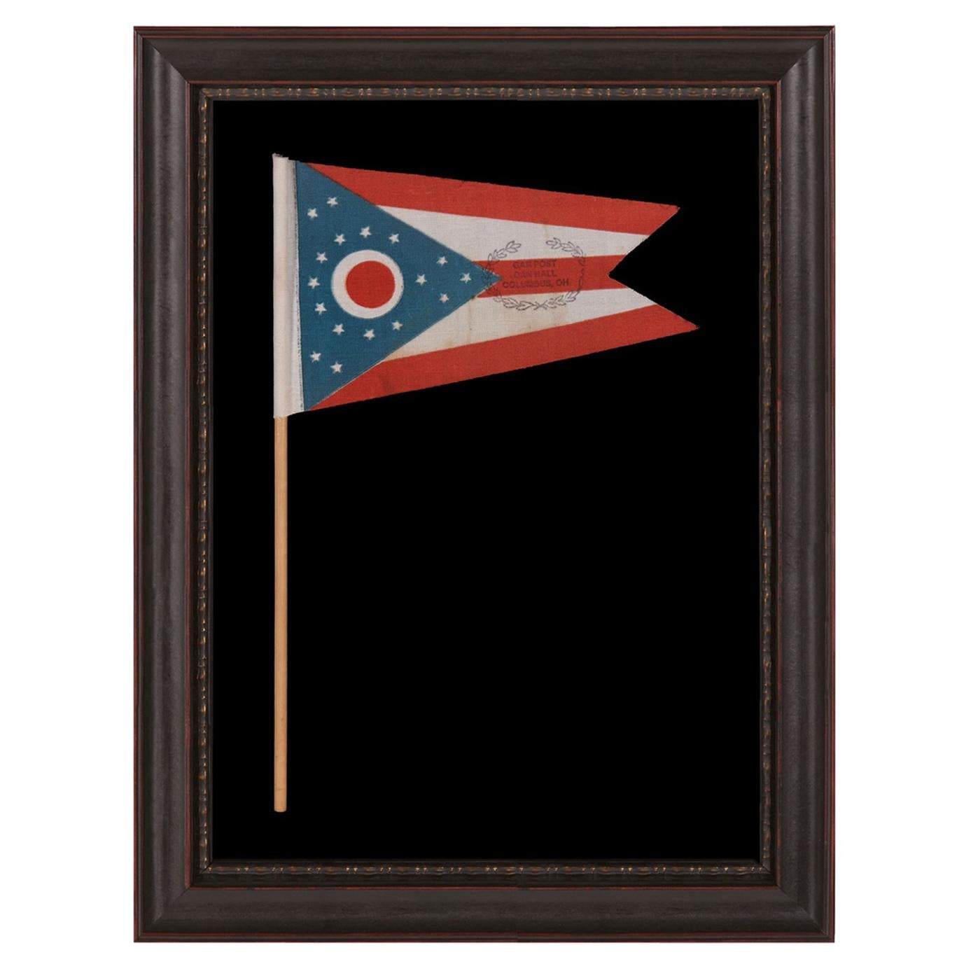 Ohio State Paradeflagge des Ohio State mit einem Überdruck von Bürgerkriegsveteranen