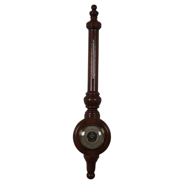 Ohio Thermometer Company English Mahogany Banjo Barometer Weather Gauge