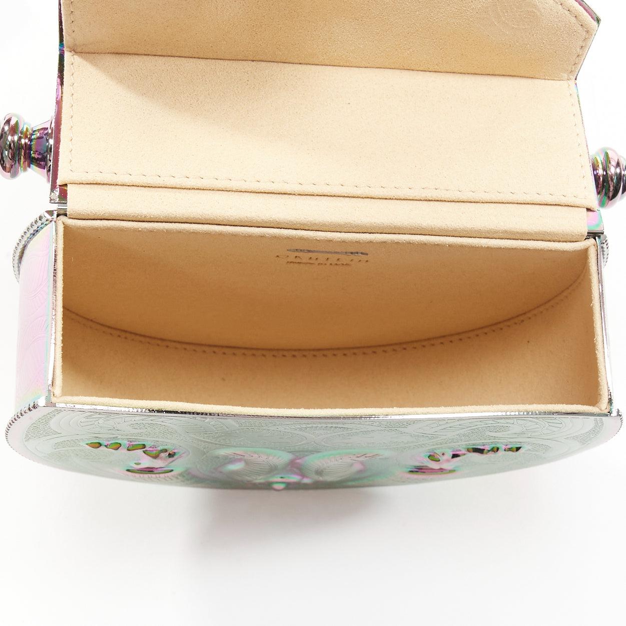 OHKTEIN Disco Desert Dome oil slick intricate metal leather box evening bag 4