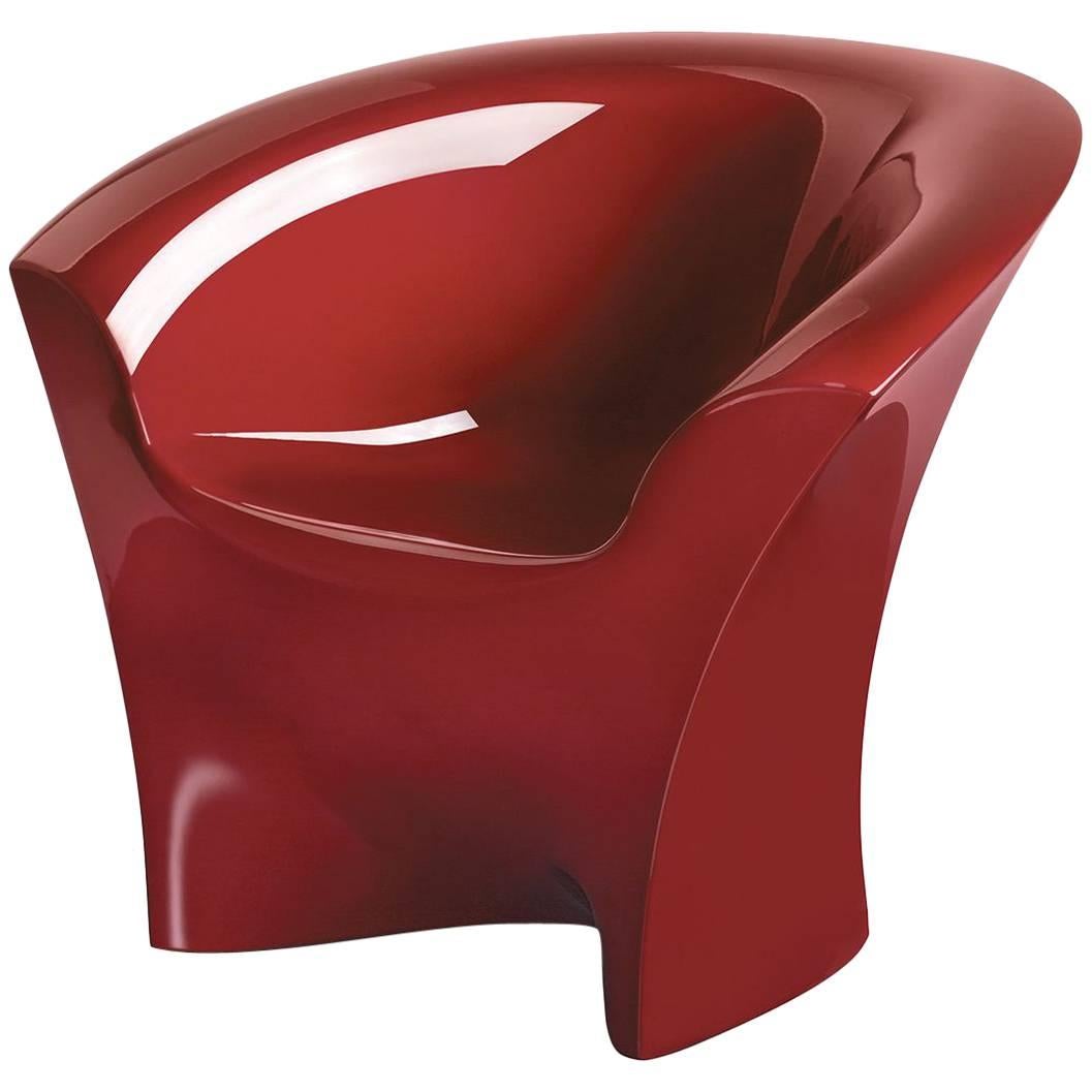 Ohla Armchair in Lacquered Orient Red Polyethylene by Alberto Brogliato for Plus For Sale