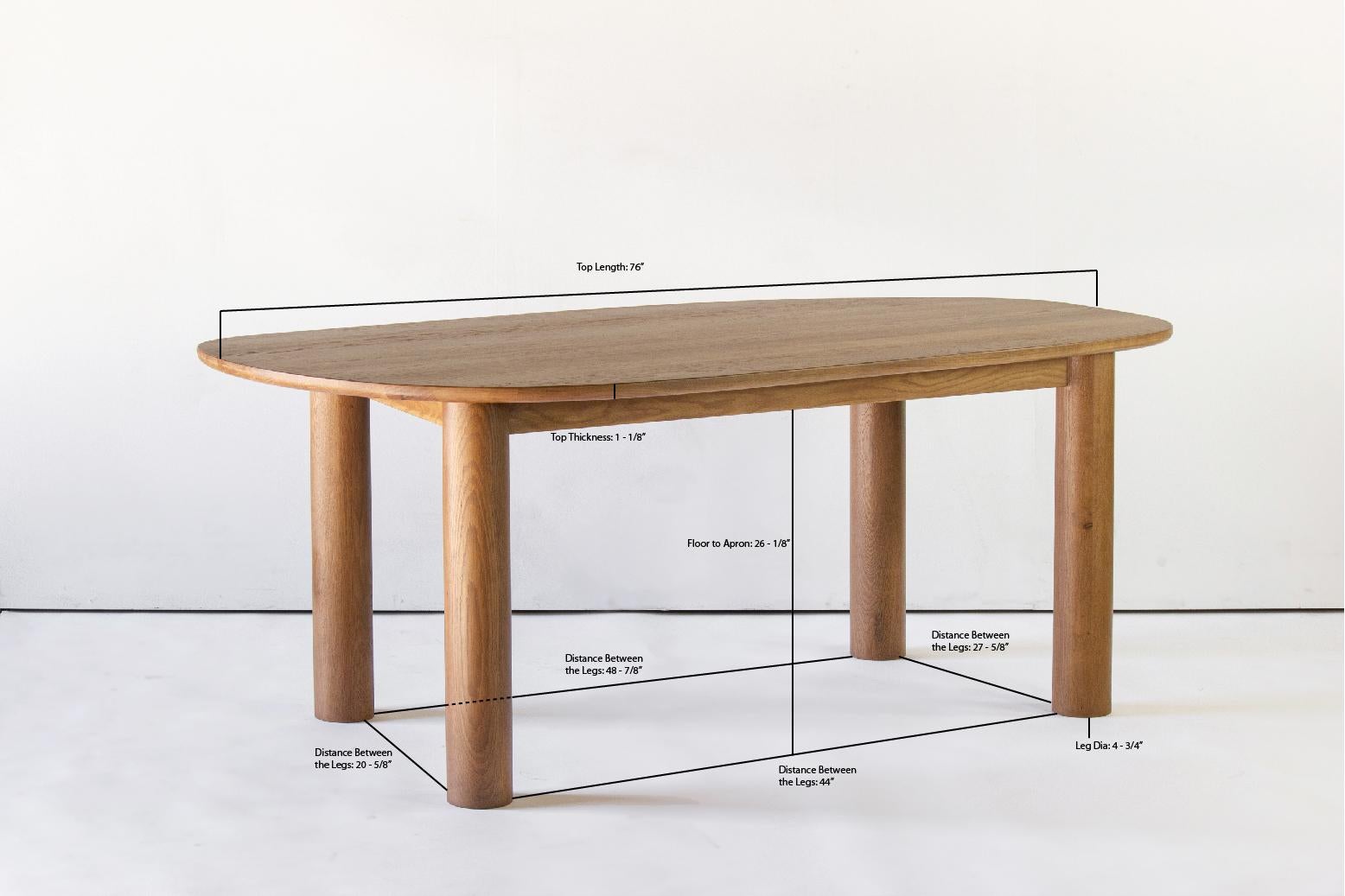 Contemporary Ohm Dining Table, Sienna, Minimalist Dining Table in Wood