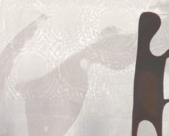 Nido vuoto, stampa astratta neutra originale Monoprint su carta