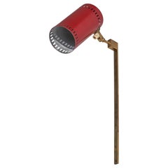 Öia, Adjustable Sconce, Brass, Red Lacquered Metal, Sweden, 1960s