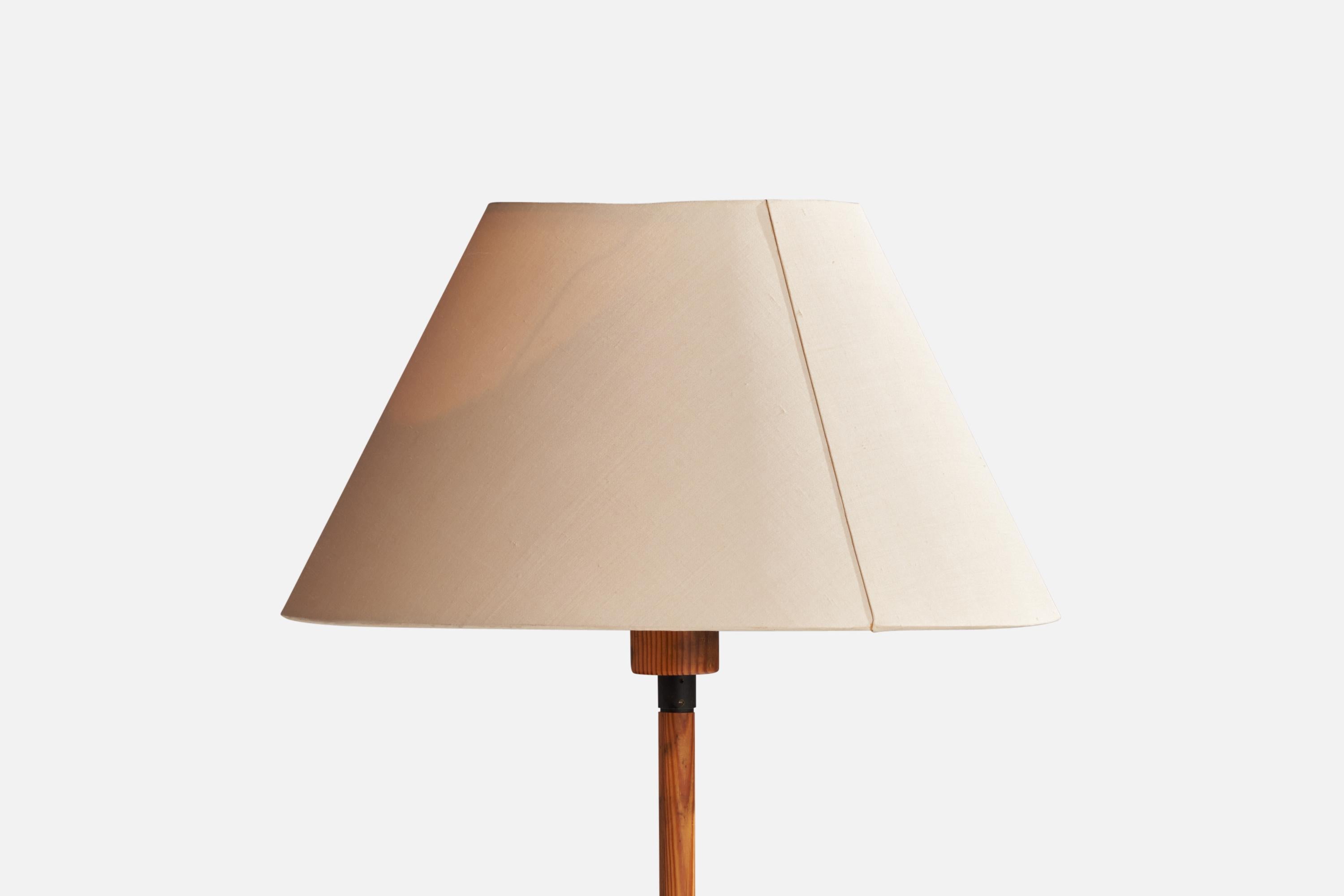 Scandinavian Modern ÖIA, Floor Lamp, Pine, Metal, Paper, Sweden, 1950s For Sale