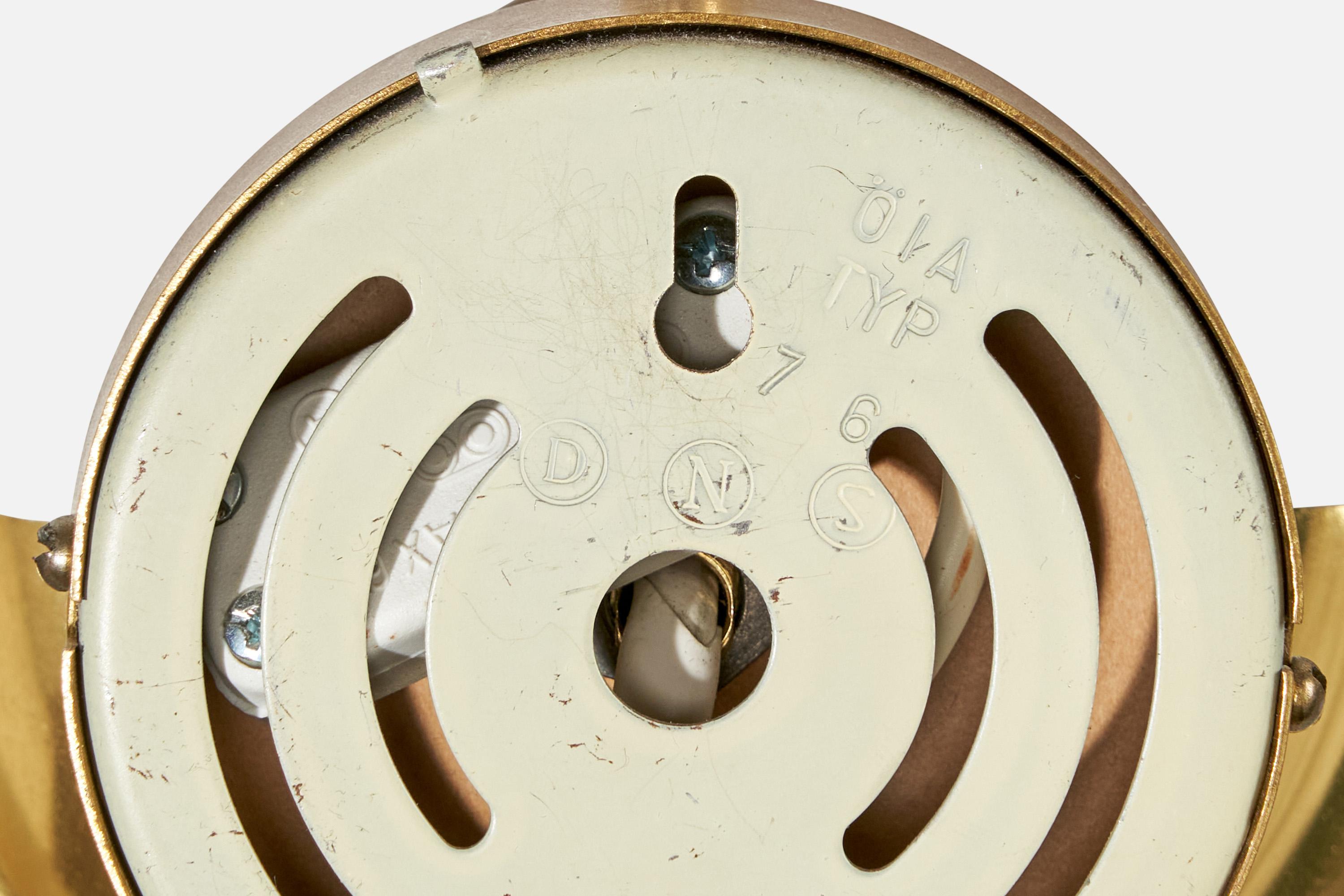ÖIA, Wall Light, Brass, Glass, Sweden, 1970s For Sale 3