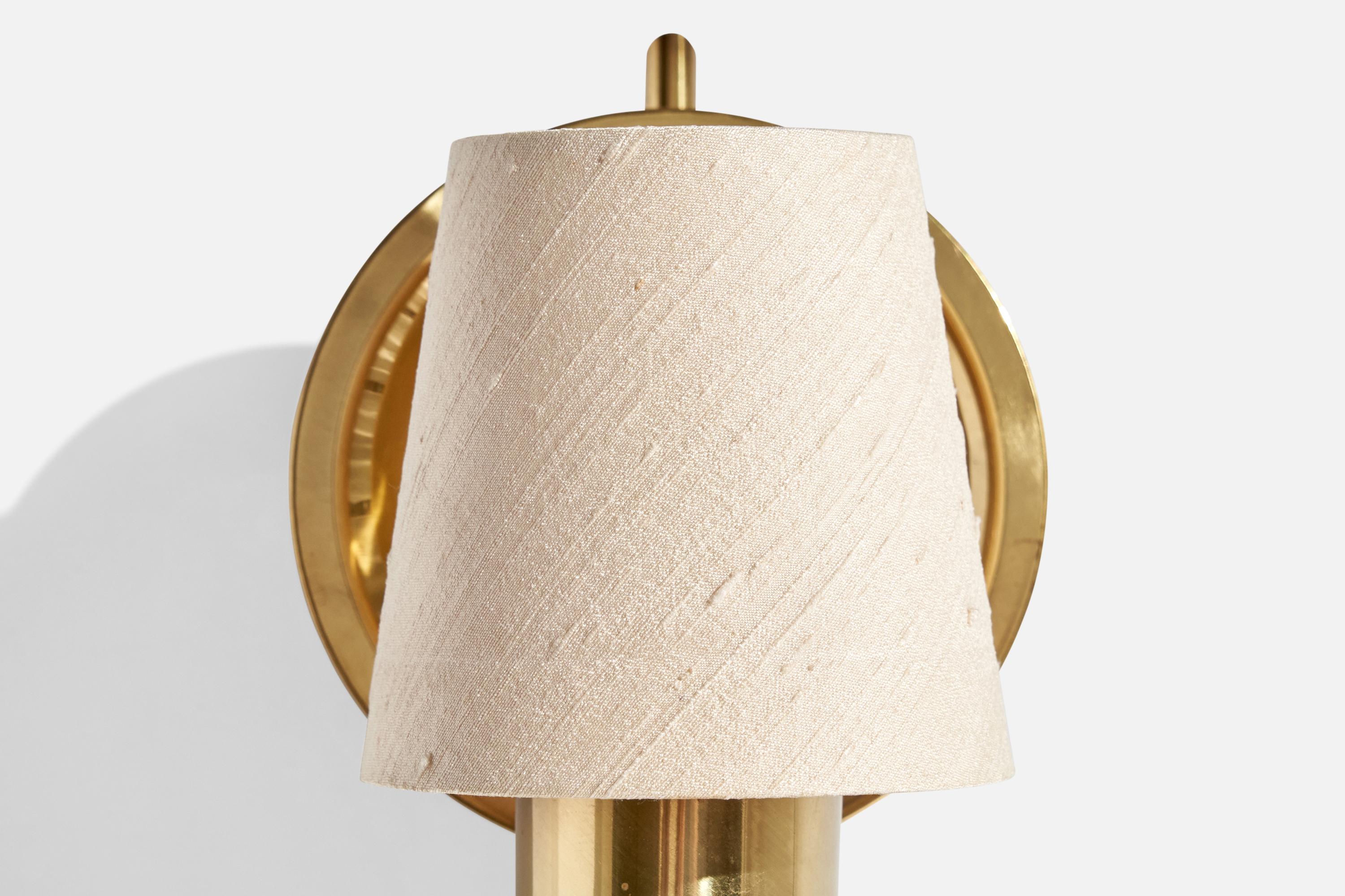 Late 20th Century ÖIA, Wall Lights, Brass, Fabric, Sweden, 1970s