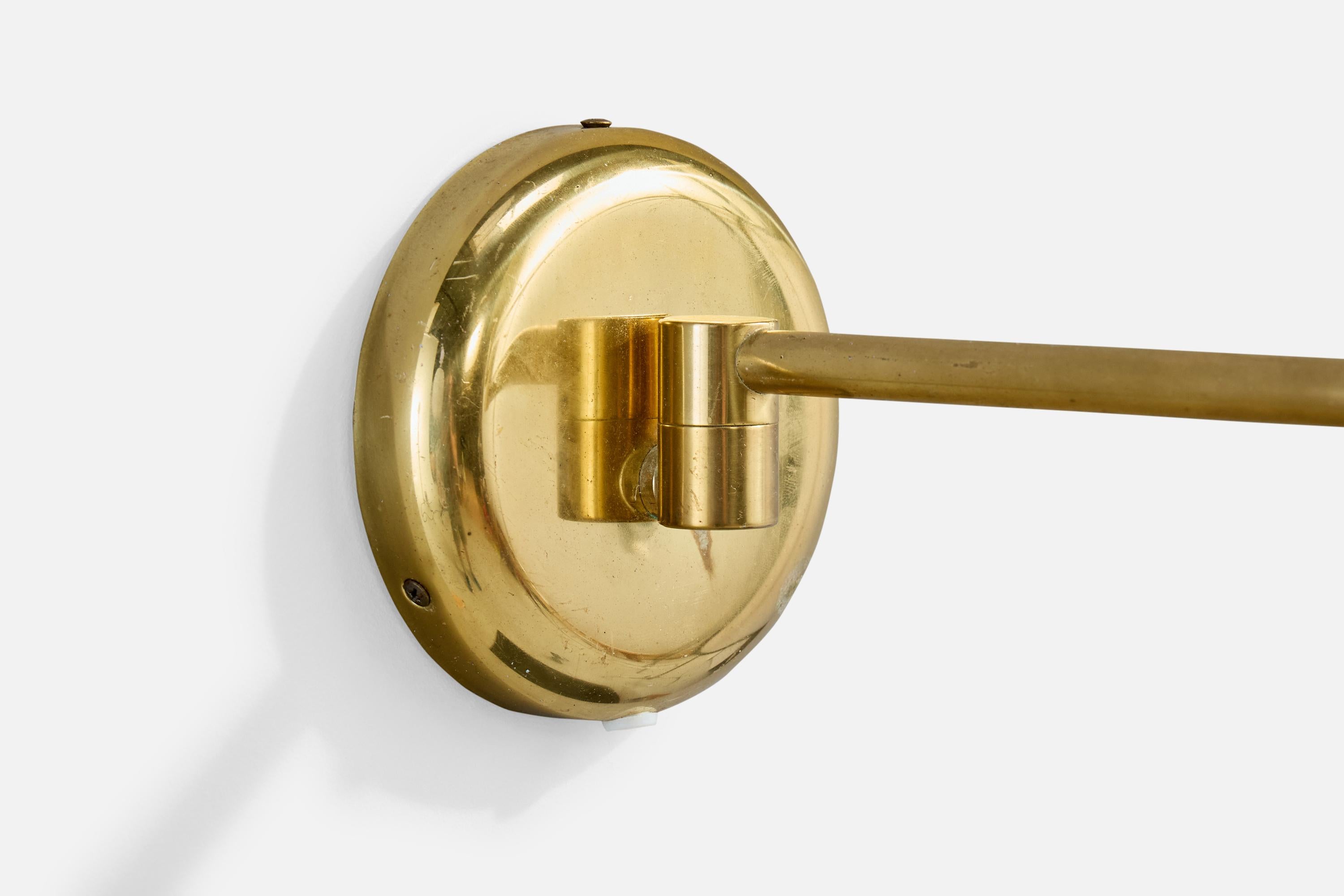 Late 20th Century ÖIA, Wall Lights, Brass, Fabric, Sweden, 1970s For Sale