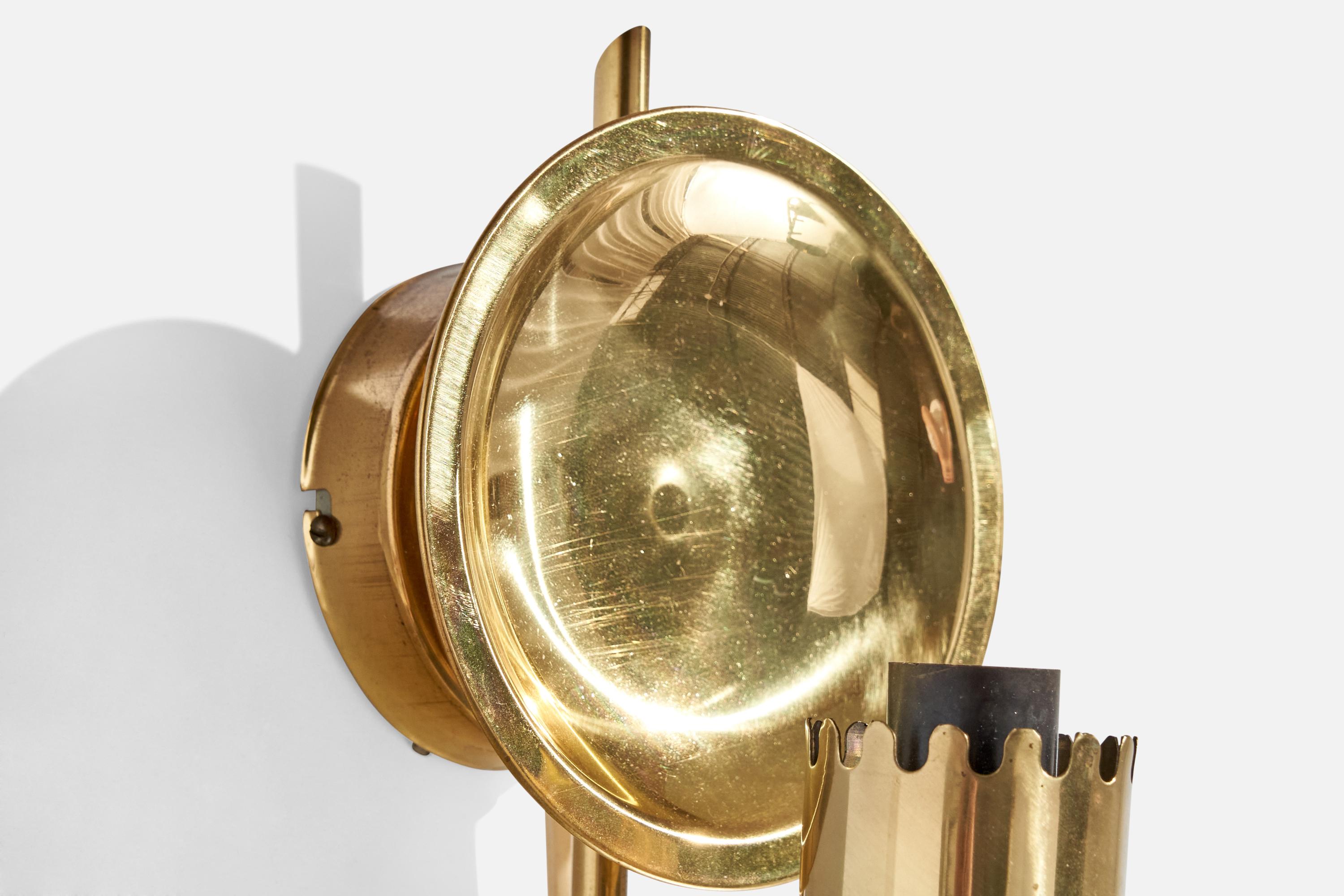 ÖIA, Wall Lights, Brass, Fabric, Sweden, 1970s 1