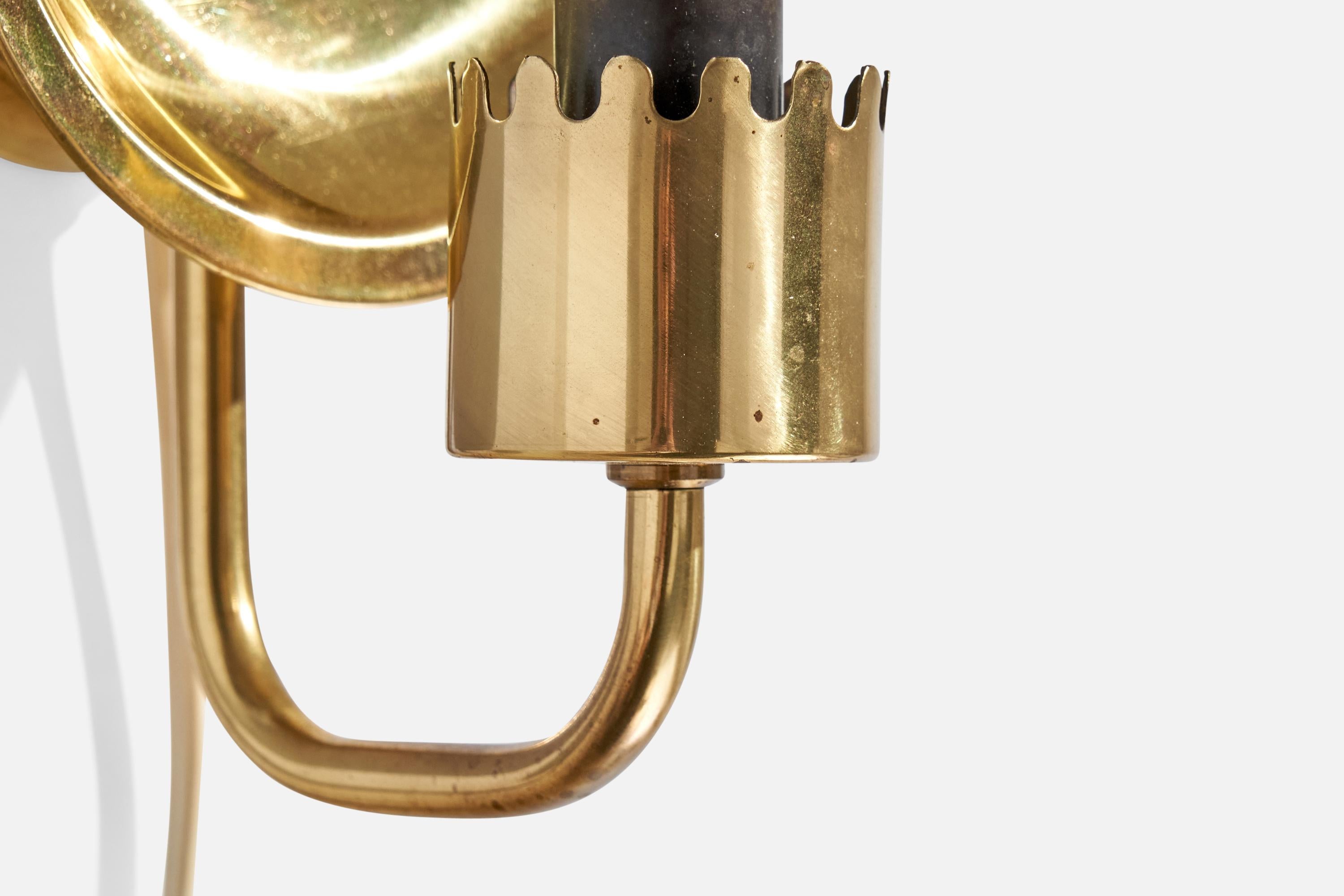 ÖIA, Wall Lights, Brass, Fabric, Sweden, 1970s 2